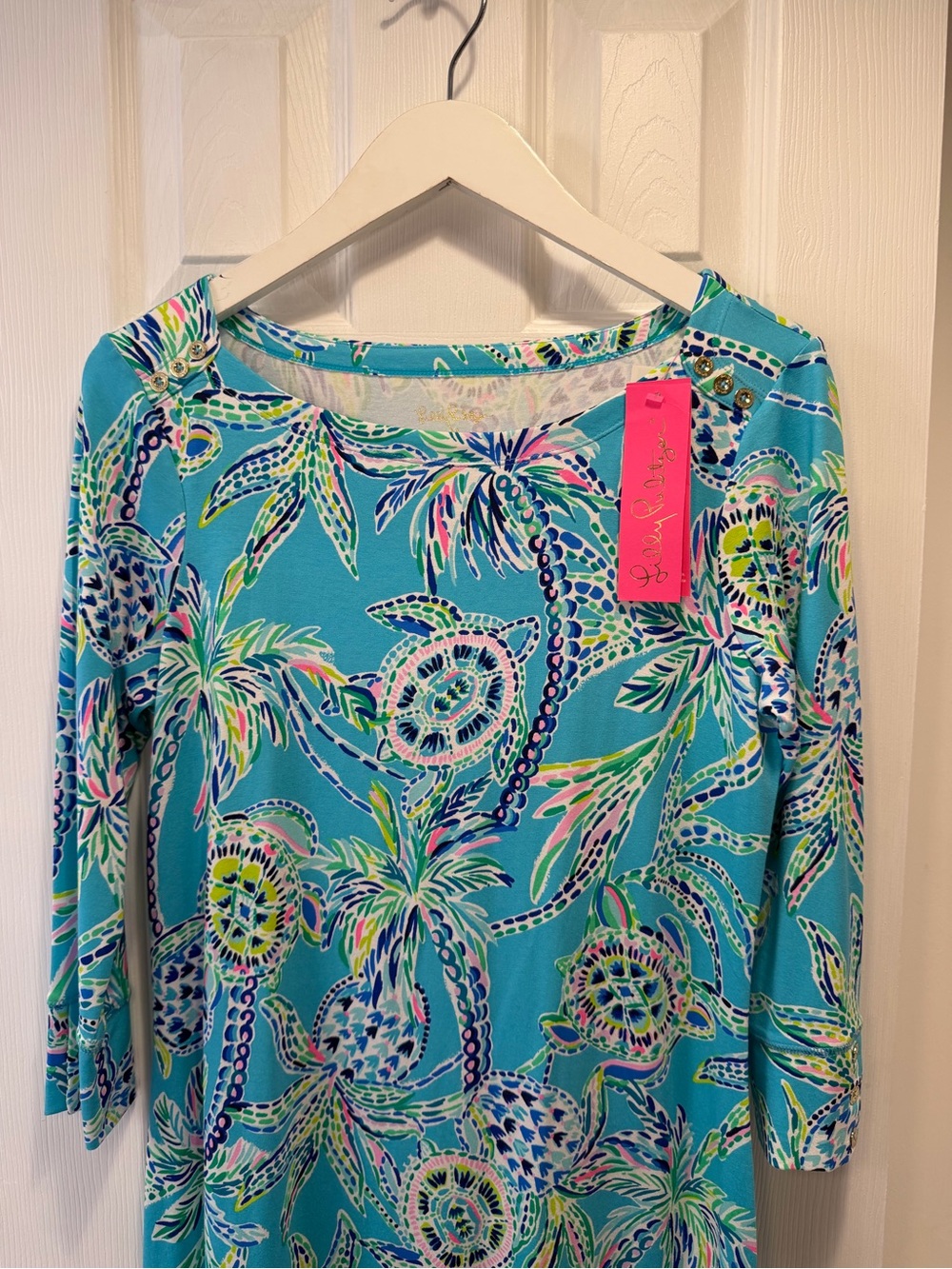 Lilly Pulitzer Sophie Dress UPF 50+ Bermuda Blue Turtle Szn Size M NWT - Picture 4 of 7
